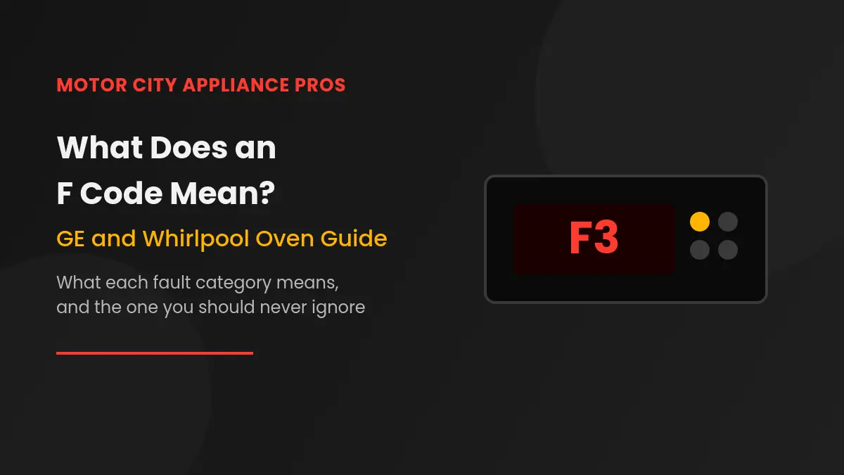 Illustration of an oven control panel digital display showing a red F3 fault code