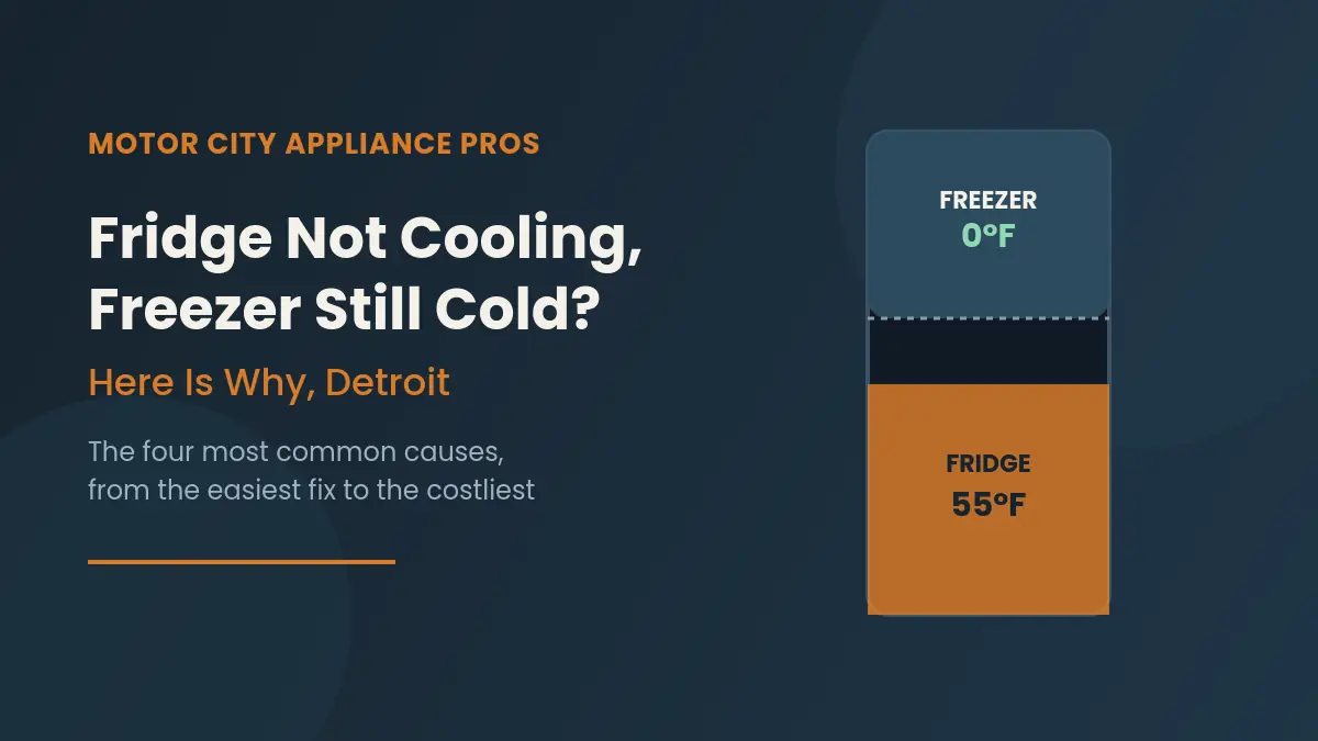 Split graphic showing a cold zero degree freezer above a warm fifty five degree refrigerator compartment